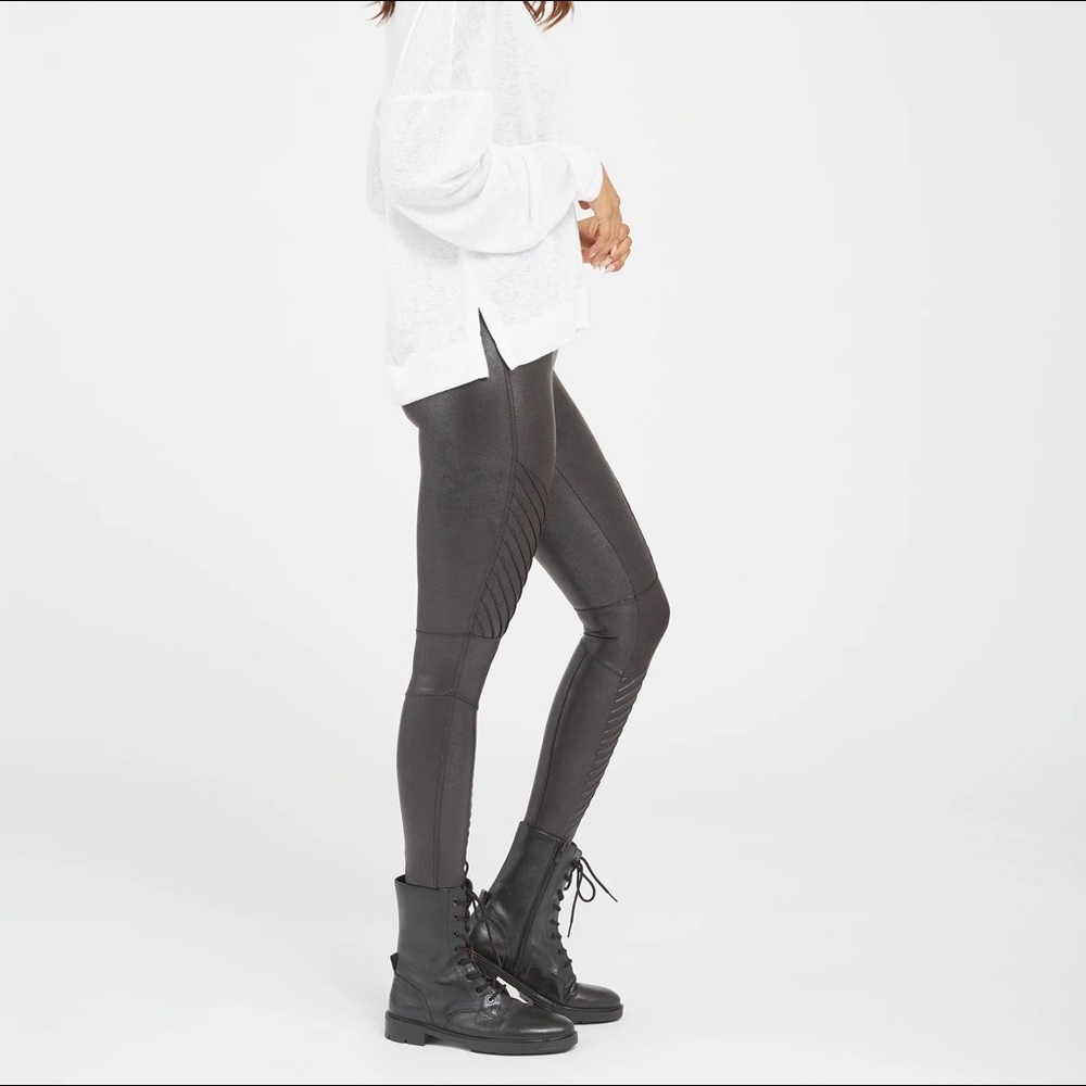 Spanx faux leather moto pants